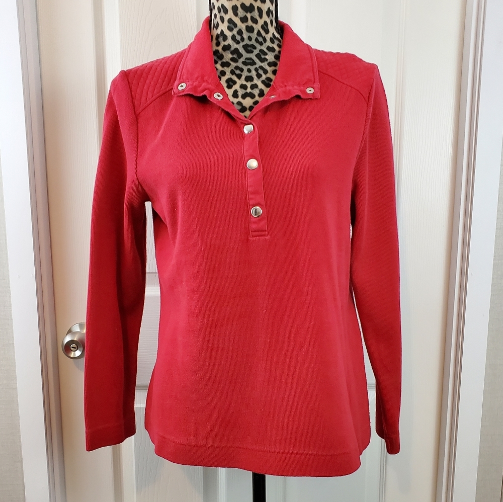 Studio Works Red Quilted Long Sleeve Top